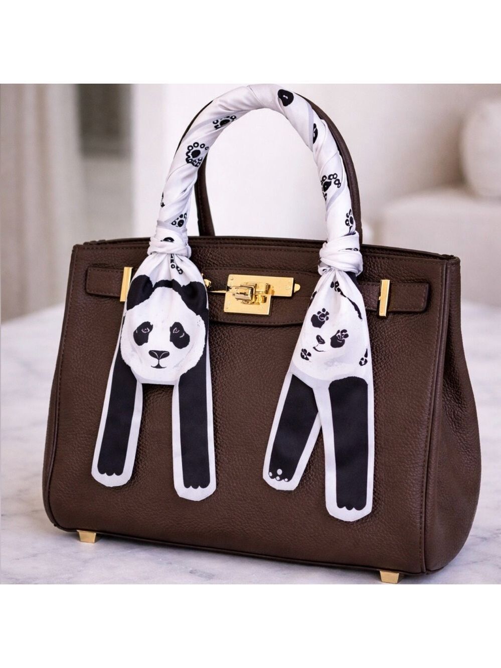 CROWN PANDA SCARF BANDEAU BAG PURSE HANDLE WRAP HAIR NECK TIE 46”